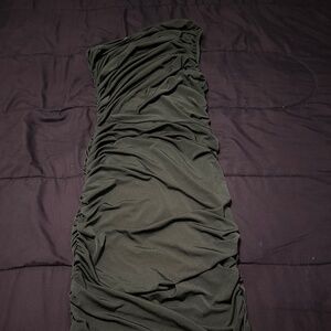 Teal Midi One Sleeved Dress